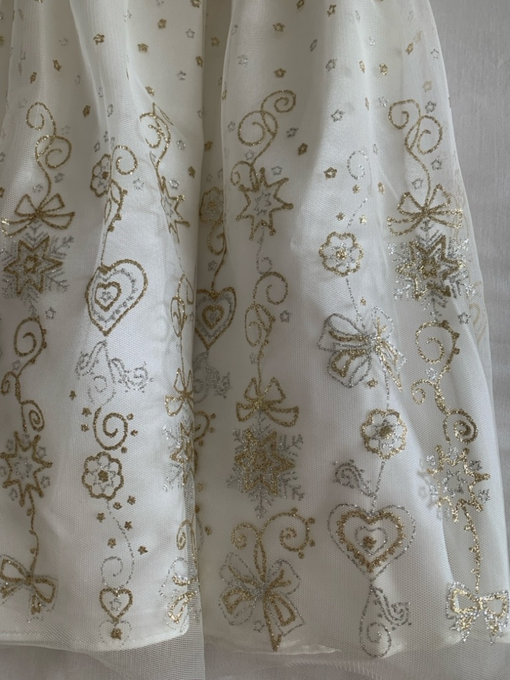 Jona Michelle Style CO3377: Ivory Gold Glitter Snowflake Dress - Picture 4 of 12